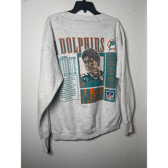 Vintage 90's Dan Marino Miami Dolphins Nutmeg Crewneck 1991 RARE Sz L NFL - Picture 7 of 9